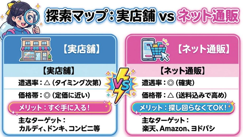探索マップ：実店舗とネット通販のメリット・デメリット比較