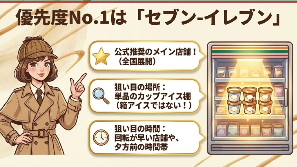 優先度ナンバーワンはセブンイレブンのカップアイス棚