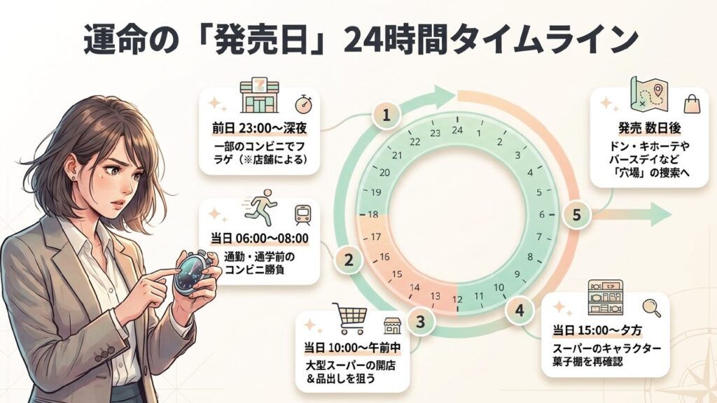 運命の発売日24時間タイムライン