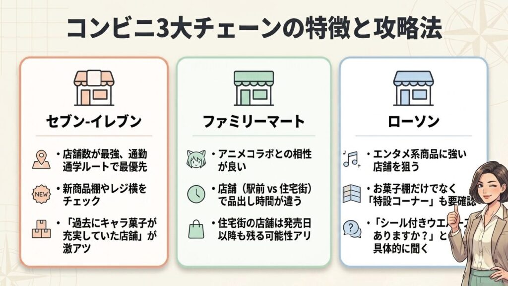 コンビニ3大チェーンの特徴と攻略法