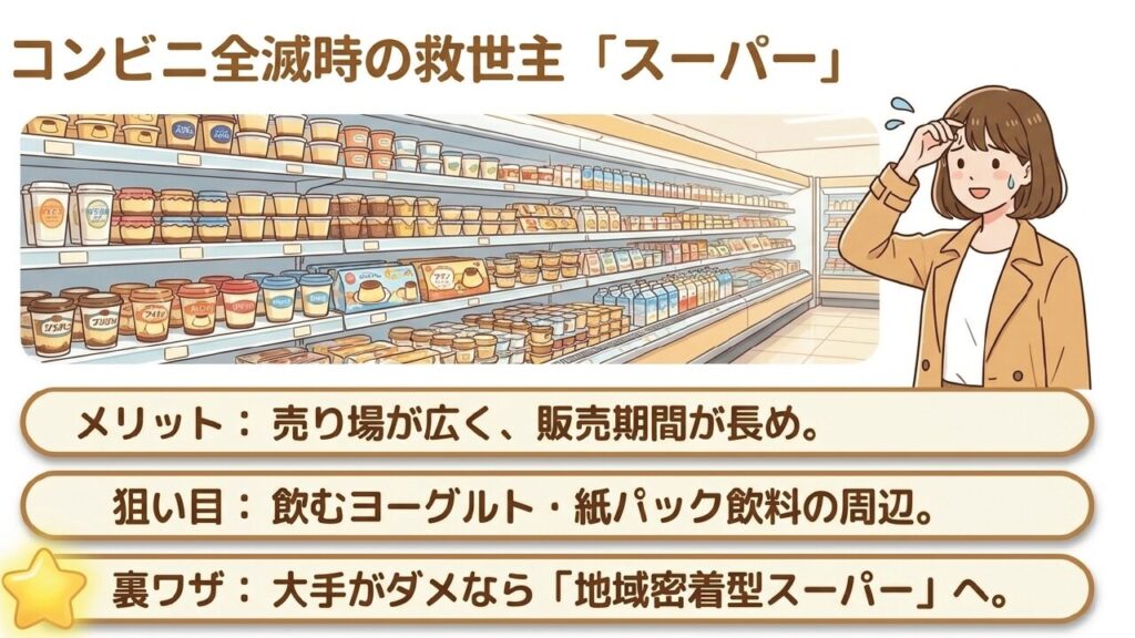 コンビニ全滅時の救世主スーパー：メリットと狙い目の棚