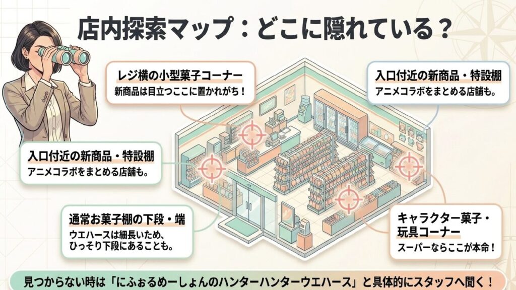 店内探索マップ：どこに隠れている？