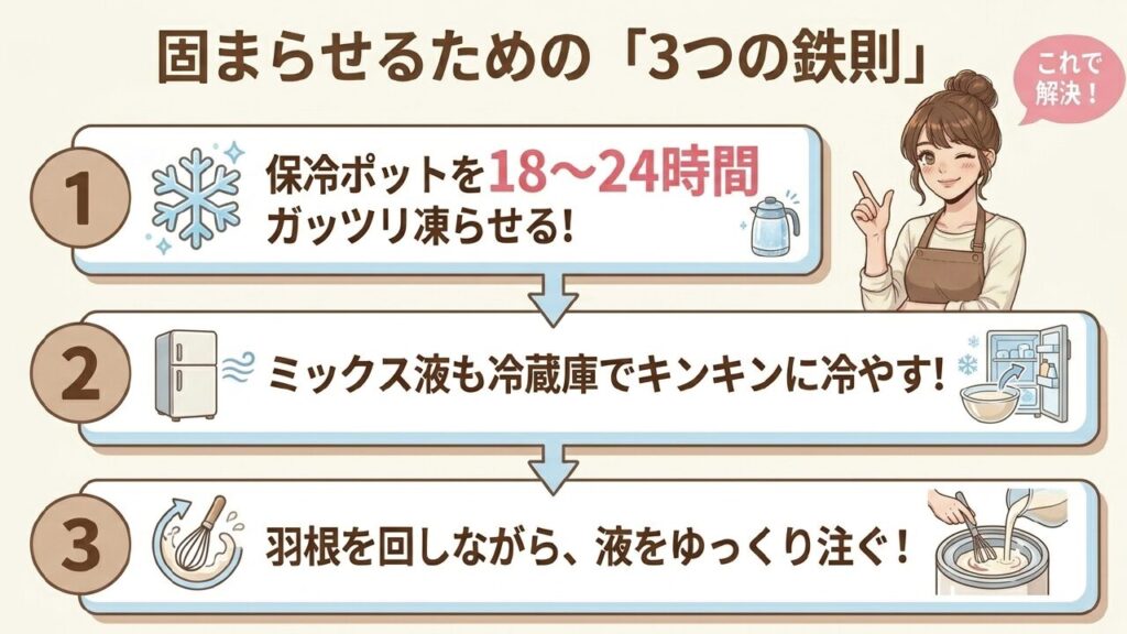 家庭用マシンでしっかり固まらせるための3つの鉄則