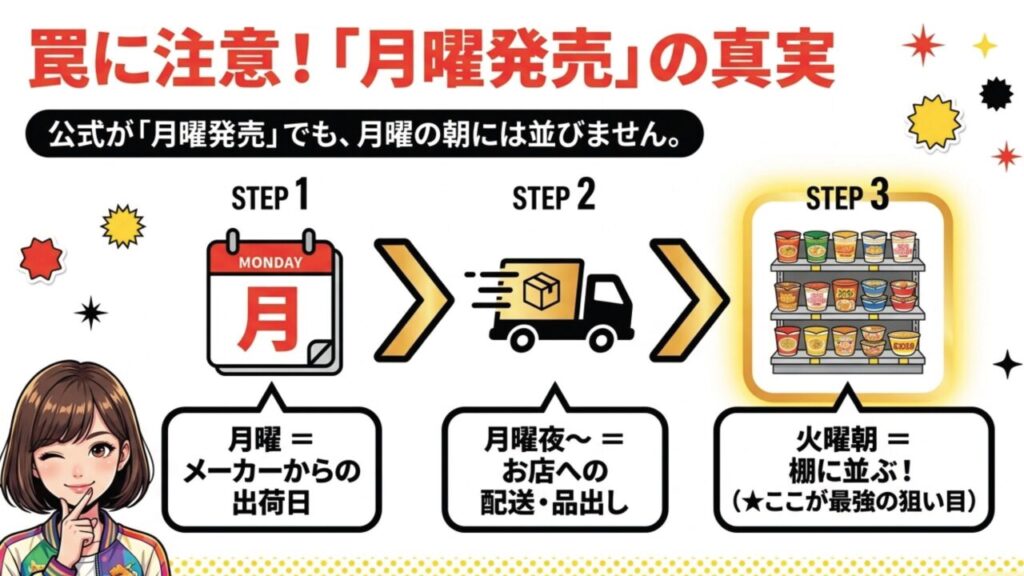 ペヤング月曜発売の真実と火曜朝に棚に並ぶ流通の仕組み