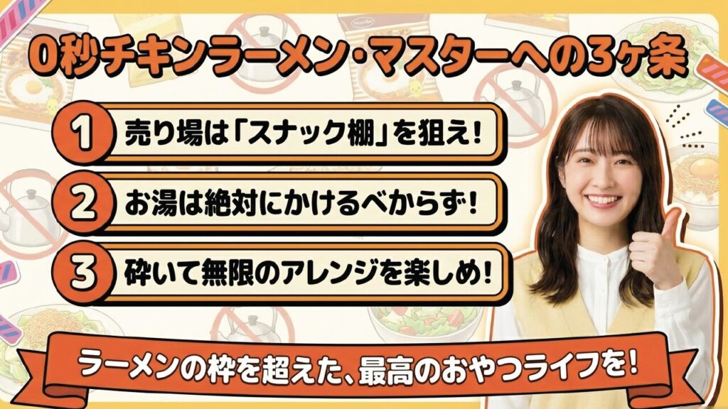 0秒チキンラーメンを攻略するための3つのマスター・ルールのまとめ