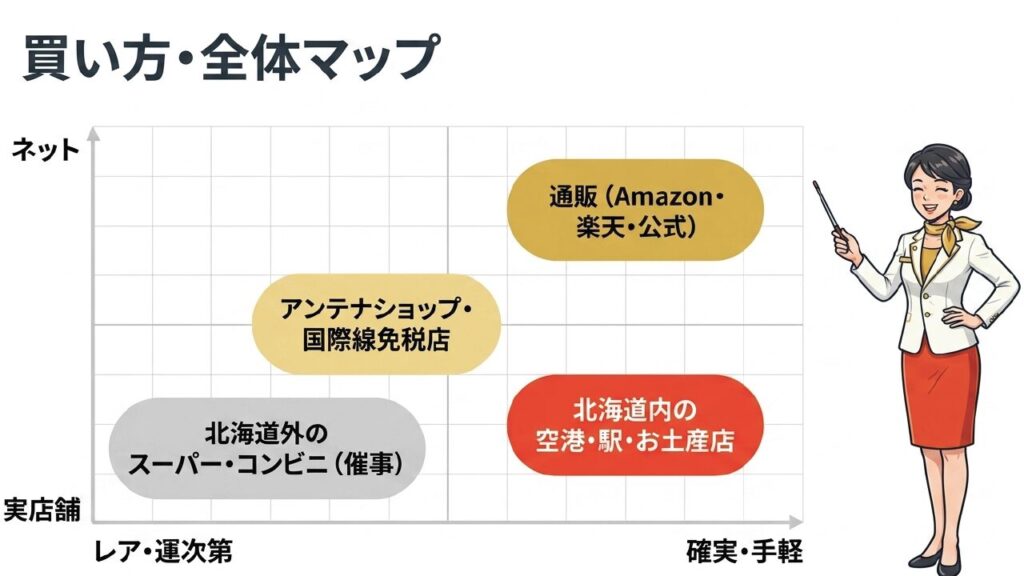 じゃがポックルの買い方全体マップ（ネット通販・実店舗）