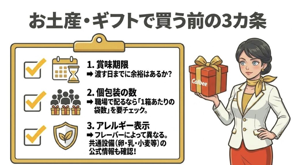 お土産・ギフトで買う前の3カ条（賞味期限・個包装・アレルギー）